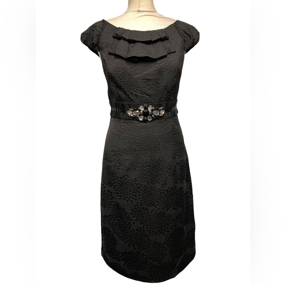 JAX black cap sleeve jewel belt dress